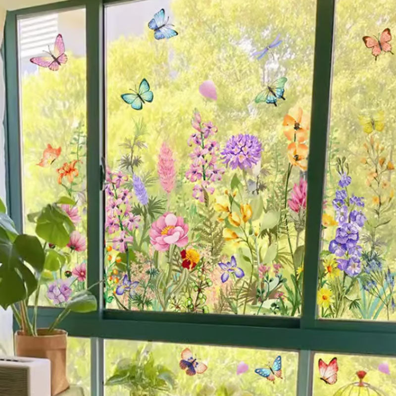 💐Bunter Blumenstrauß Fensteraufkleber🖼️(Zuschnitt frei wählbar)