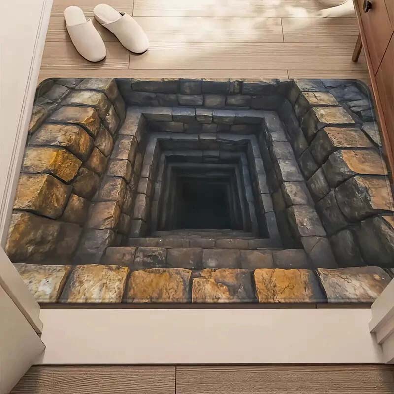 Visuell illusion Endless Abyss-mönster HD-tryckt halkfri dörrmatta