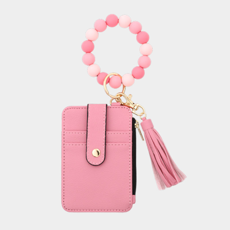 Plånbok i läder med pärlor