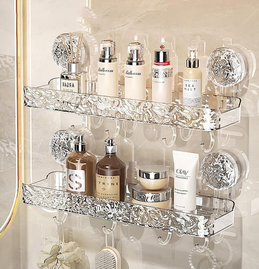 Leichtes, stanzfreies Aufbewahrungsregal im Luxusstil/Suction cup wall-mounted storage rack