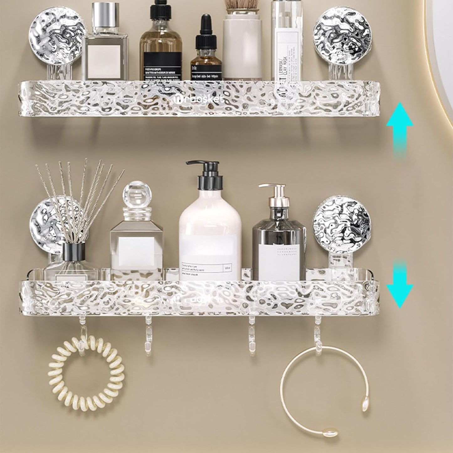 Leichtes, stanzfreies Aufbewahrungsregal im Luxusstil/Suction cup wall-mounted storage rack