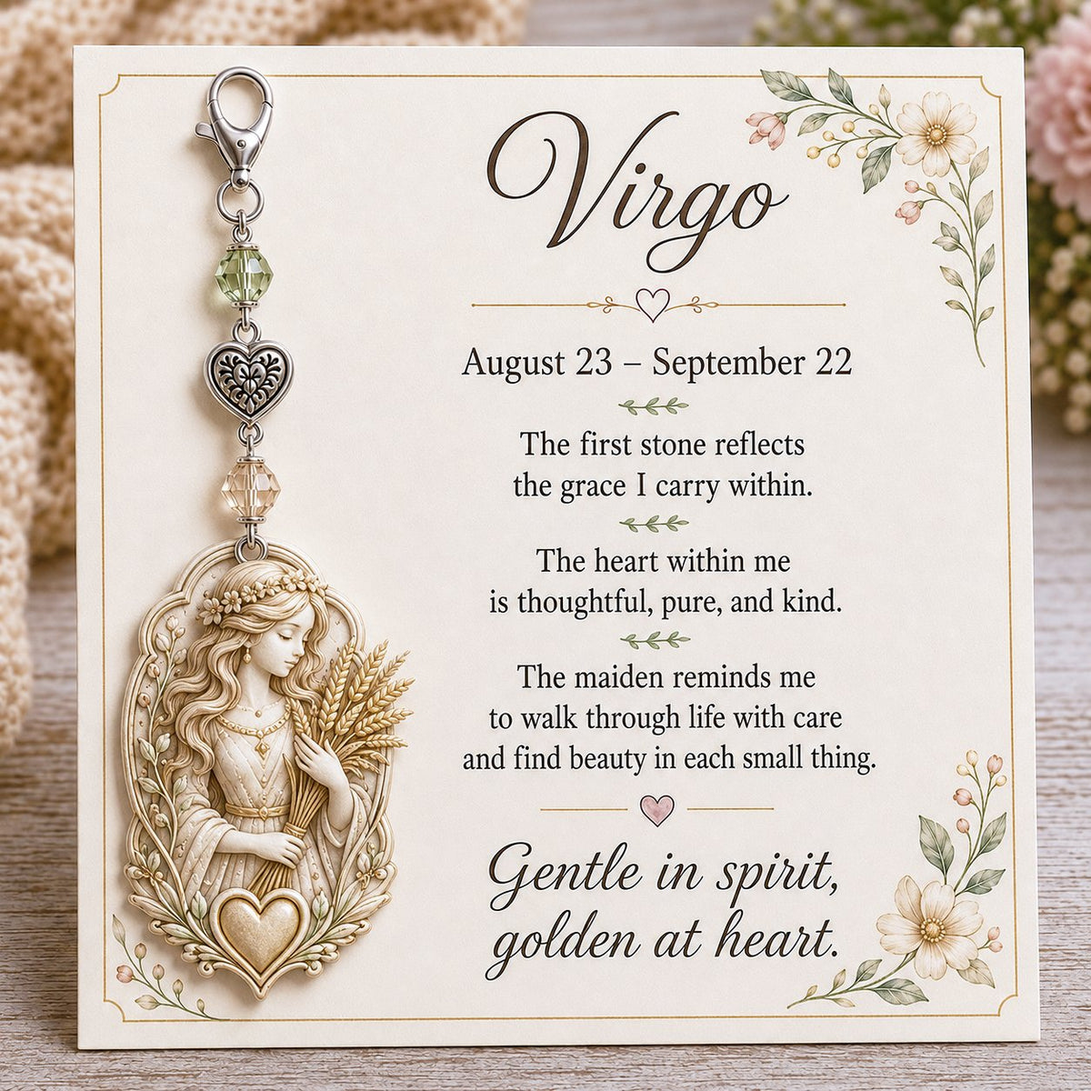 🌙12 Zodiac Birthstone Charm Keepsake Card