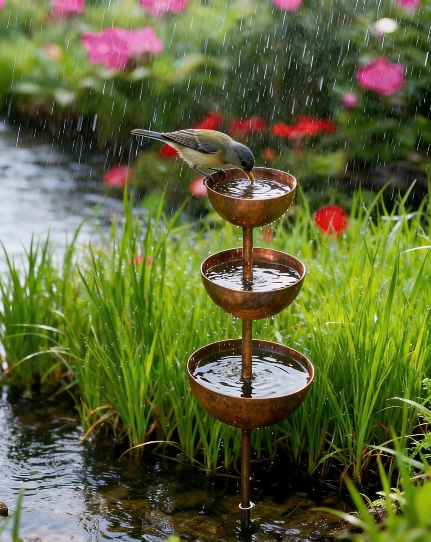 🌧️ Regnfångare – Växtstöd🐦 Trädgårdsdekoration i metall