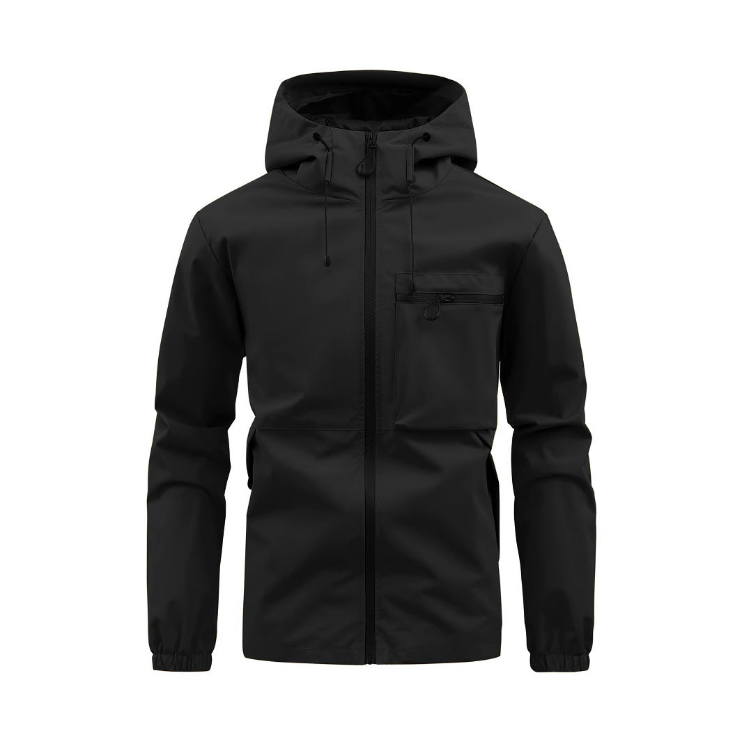 Herrjacka Med Enfärgad Design Och Friluftsstil