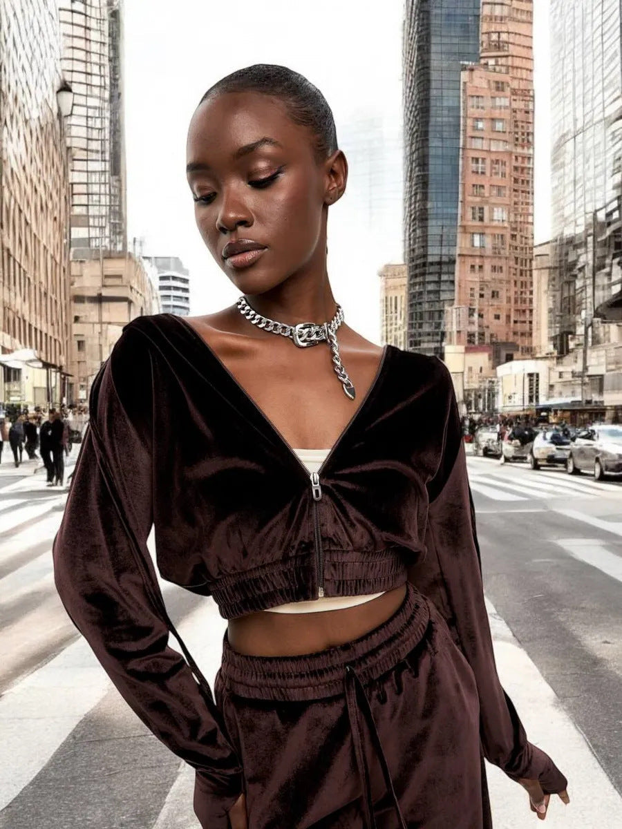 Damtröja Med Dragkedja Och Byxor, 2-delat Set