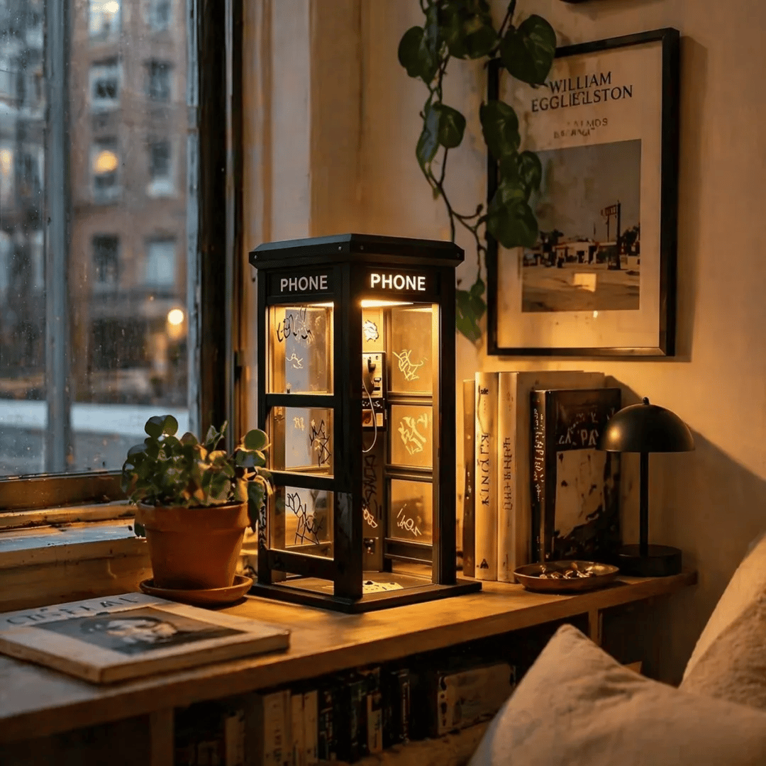 📞50 % RABATT JUST NU✨Stämningsbelysning i form av en vintage telefonkiosk