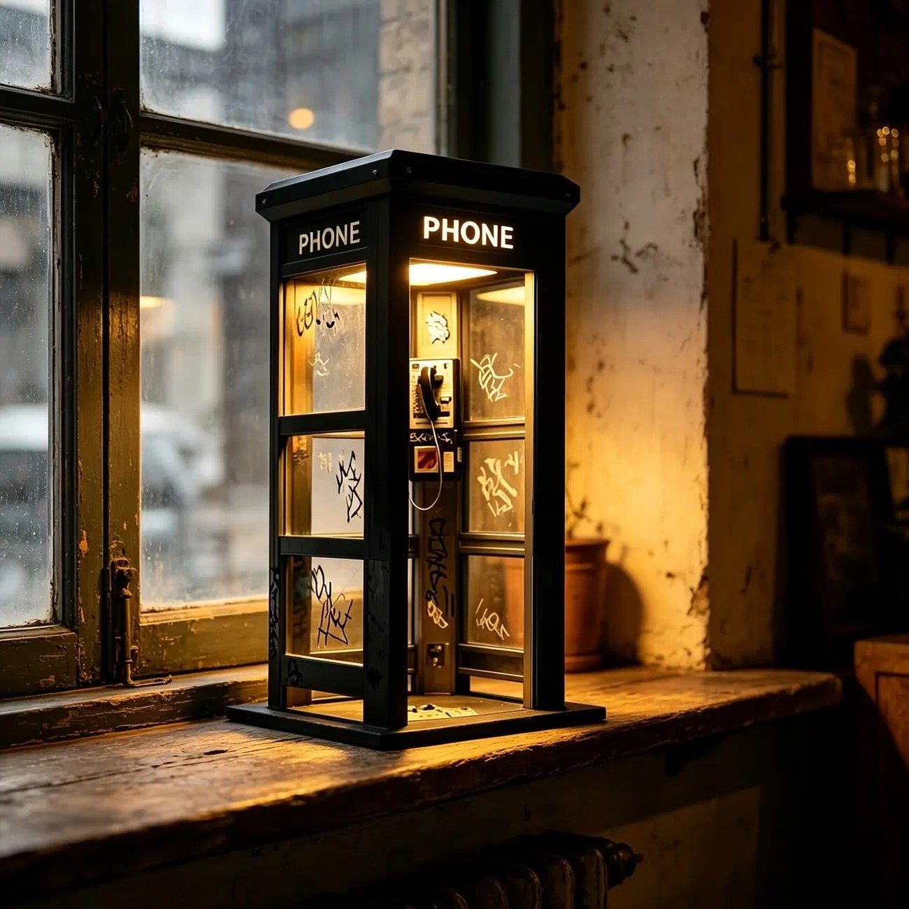 📞50 % RABATT JUST NU✨Stämningsbelysning i form av en vintage telefonkiosk