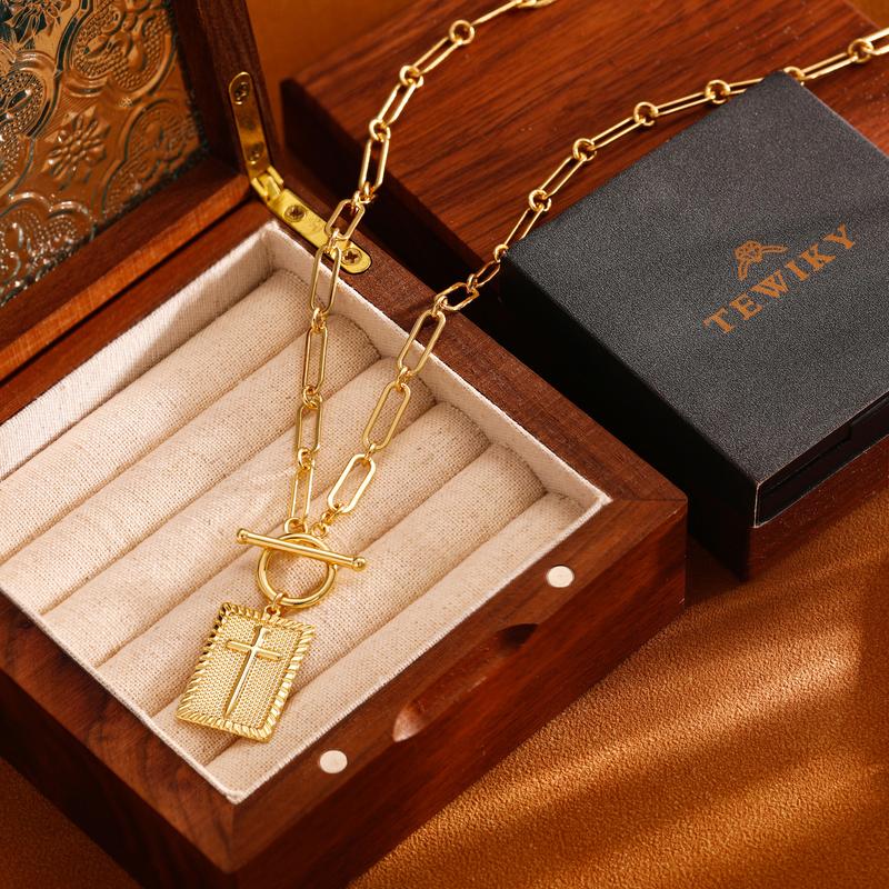 ✝️Paperclip OT-spänne med kors – vattentätt, blekningsbeständigt, unisex✨💫