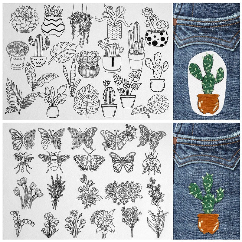 🌸Blommor Blommönster Broderimönster – Stick & Stitch för nybörjare