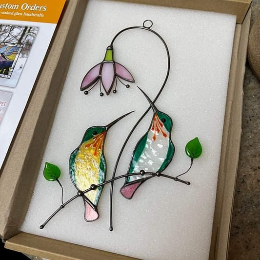 💖Mors dag-present - Handgjord solfångare med färgad kolibri