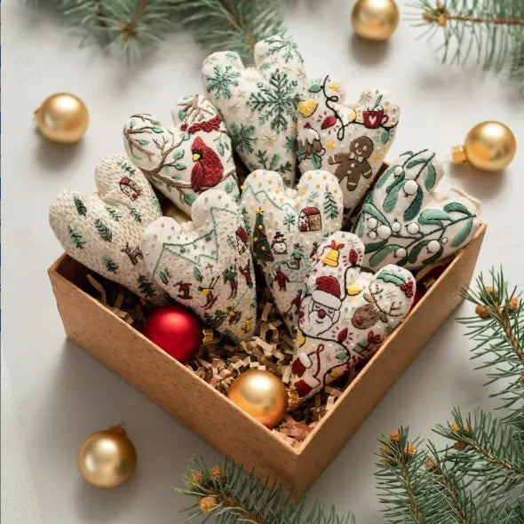 🎅Bästa julklappen💖Handbroderikit "Hjärtformad jultomte - DIY-dekoration för julgran, dörr och present | Inkl. tyg, garn och instruktioner | Perfekt julklapp 2026
