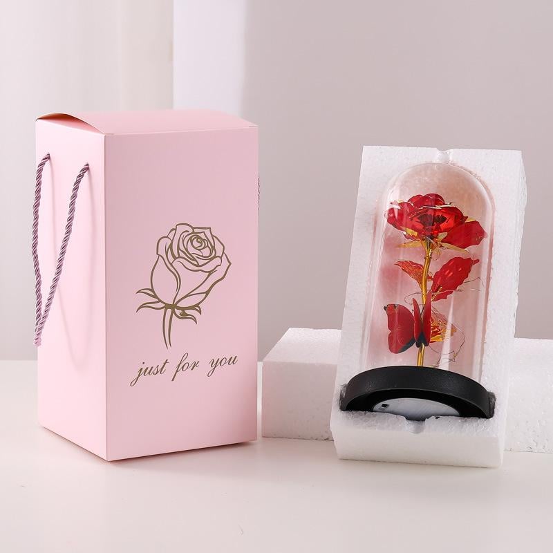 🔥Sista dagen 49 % rabatt – 🌹Evig fjärilsros i glasklocka med LED-belysning✨
