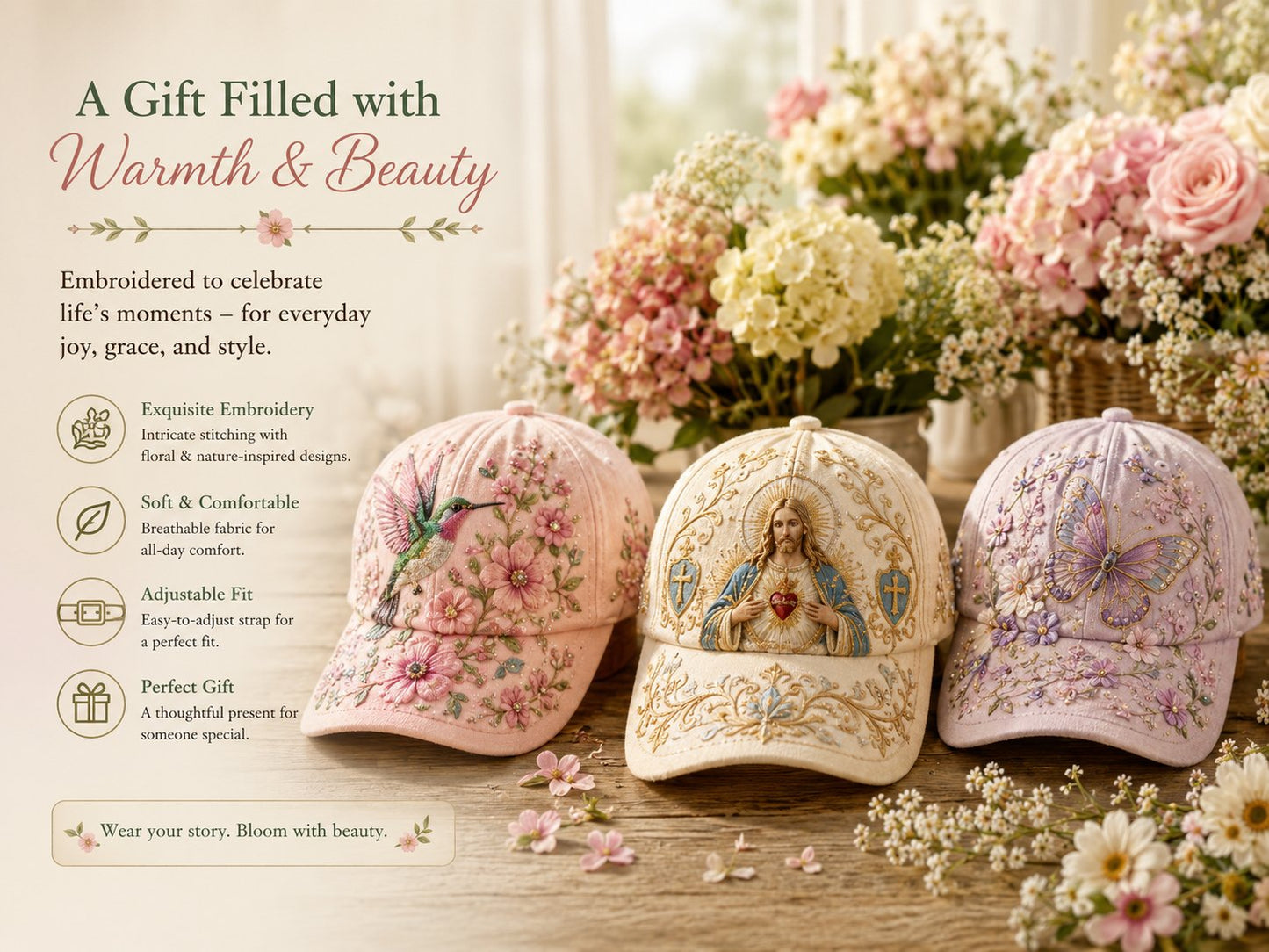 🔥Sista dagen – 50 % rabatt 🌸🌿 Garden Morning Cap