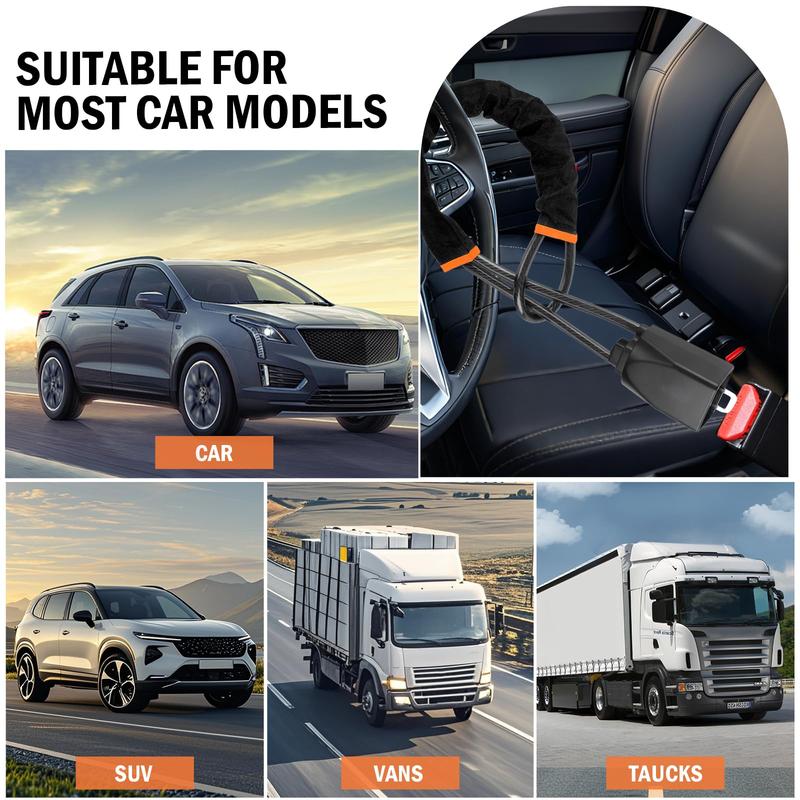 Universellt rattlås med säkerhetsbältesklämma (inkluderar 2 nycklar)