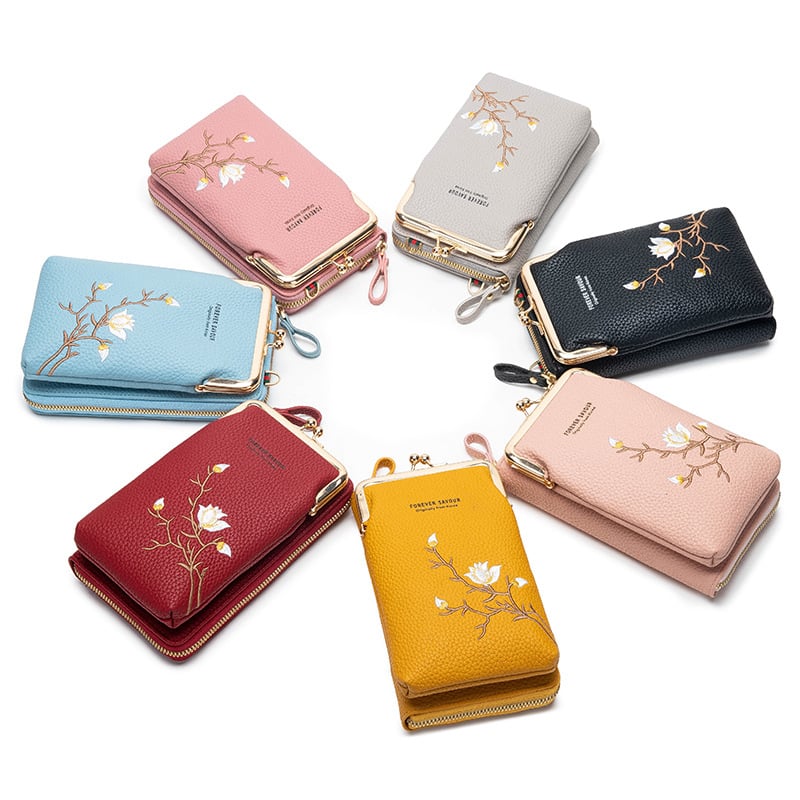 Women Sling Cross-Body Wallet with Mobile Cell Phone Holder
