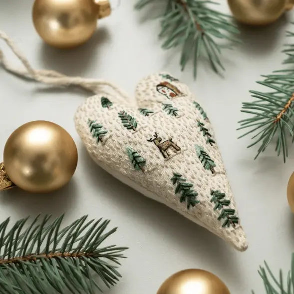 🎅Bästa julklappen💖Handbroderikit "Hjärtformad jultomte - DIY-dekoration för julgran, dörr och present | Inkl. tyg, garn och instruktioner | Perfekt julklapp 2026