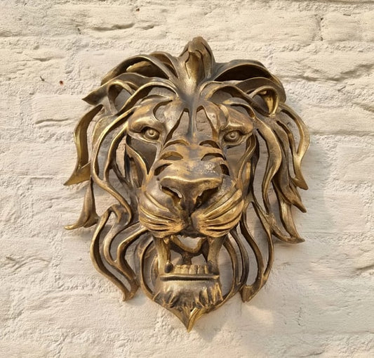 🦁Ett sällsynt fynd – stor väggmonterad konstskulptur i form av ett lejonhuvud🎁
