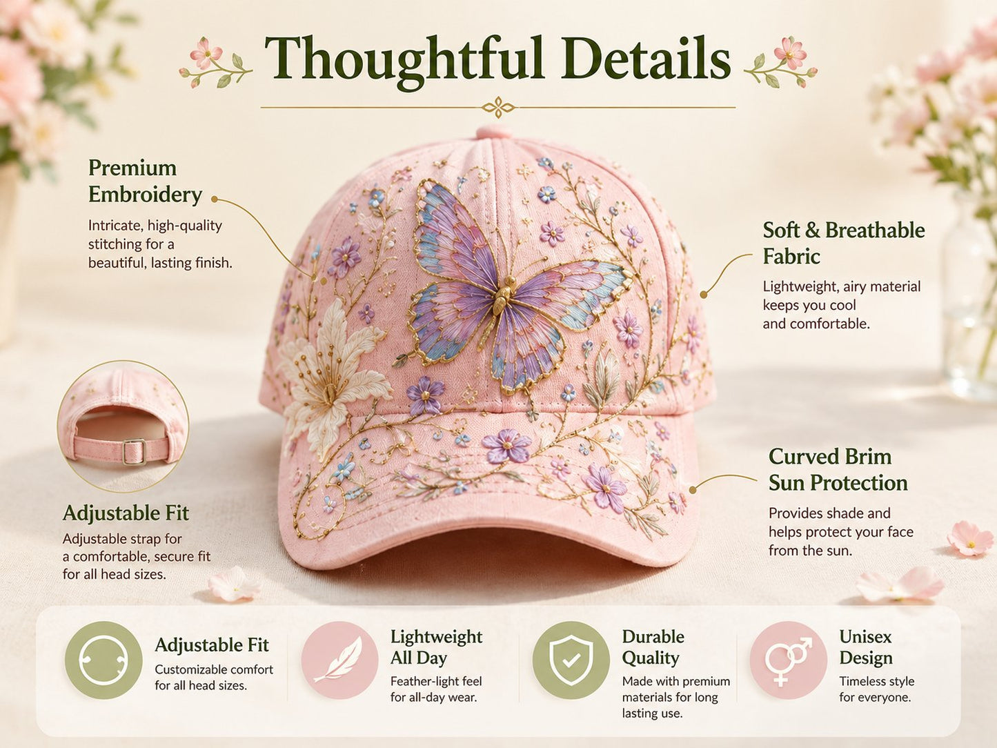 🔥Sista dagen – 50 % rabatt 🌸🌿 Garden Morning Cap