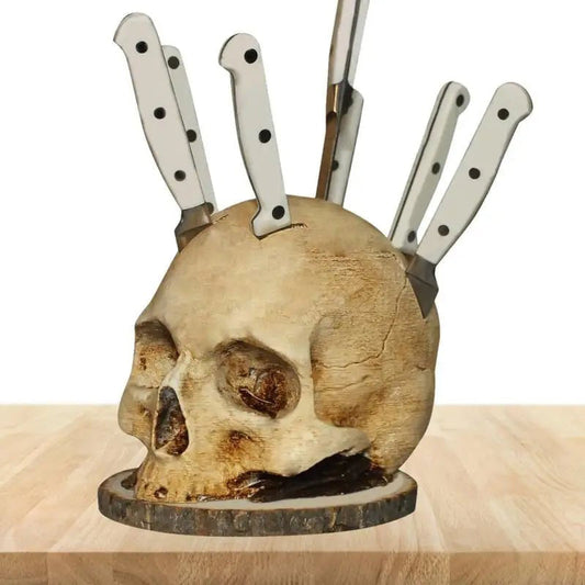 🎃Gotisk Knivhållare Med Dödskalle/Gothic Knife Holder With Skull