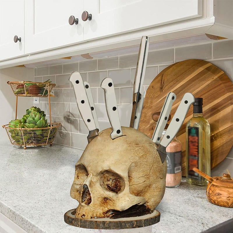 🎃Gotisk Knivhållare Med Dödskalle/Gothic Knife Holder With Skull