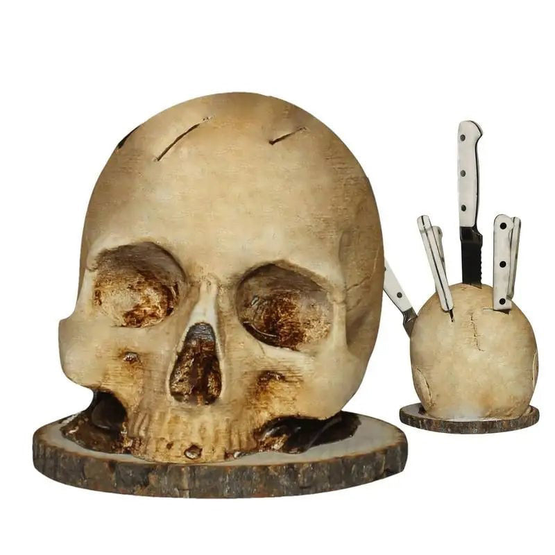 🎃Gotisk Knivhållare Med Dödskalle/Gothic Knife Holder With Skull