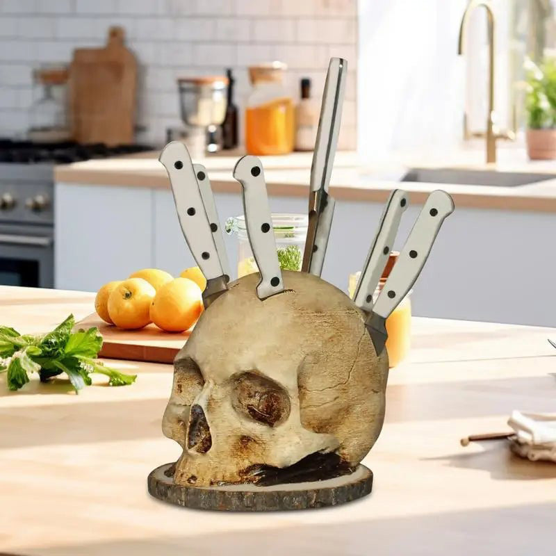 🎃Gotisk Knivhållare Med Dödskalle/Gothic Knife Holder With Skull