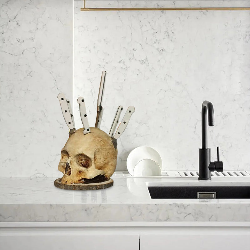 🎃Gotisk Knivhållare Med Dödskalle/Gothic Knife Holder With Skull