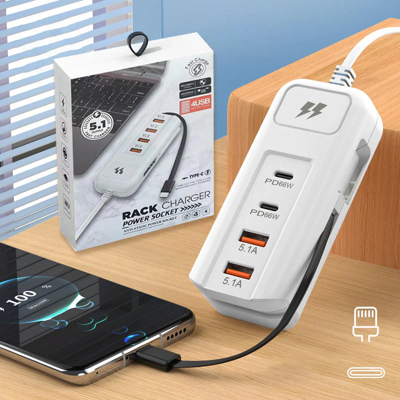 Multifunktionellt snabbladdningsuttag – 2PD + 2USB