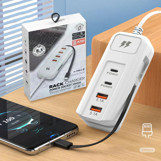 Multifunktionellt snabbladdningsuttag – 2PD + 2USB
