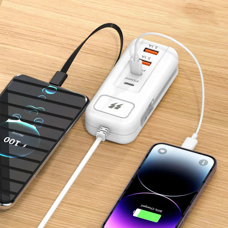 Multifunktionellt snabbladdningsuttag – 2PD + 2USB