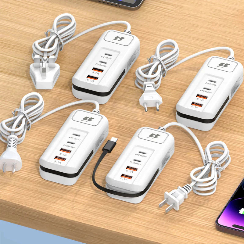 Multifunktionellt snabbladdningsuttag – 2PD + 2USB