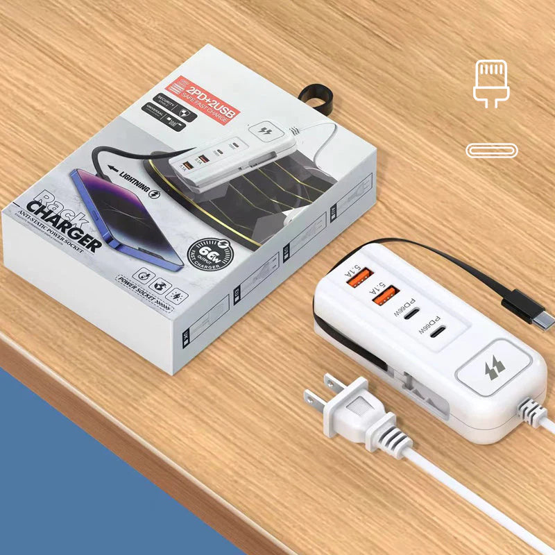 Multifunktionellt snabbladdningsuttag – 2PD + 2USB