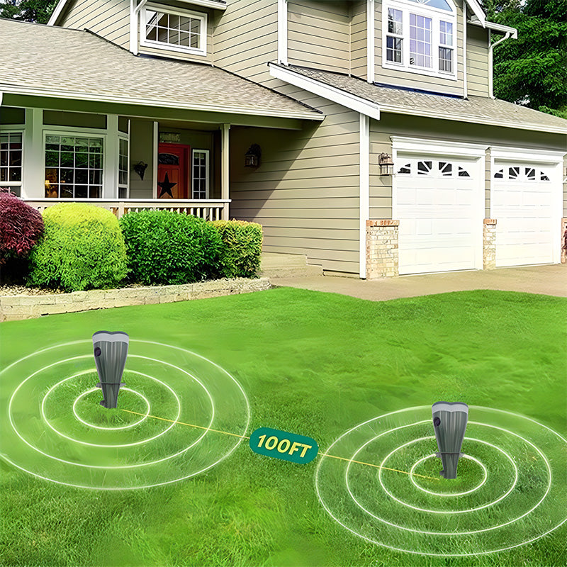 Solcellsdriven vattentät mullvadsavvisare med skruv