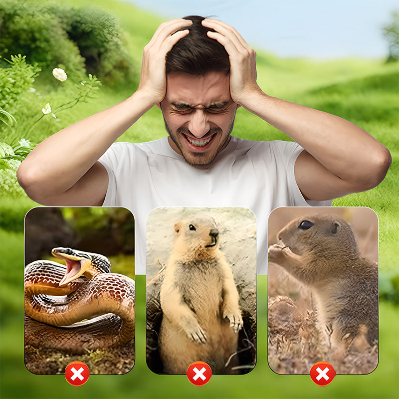 Solcellsdriven vattentät mullvadsavvisare med skruv