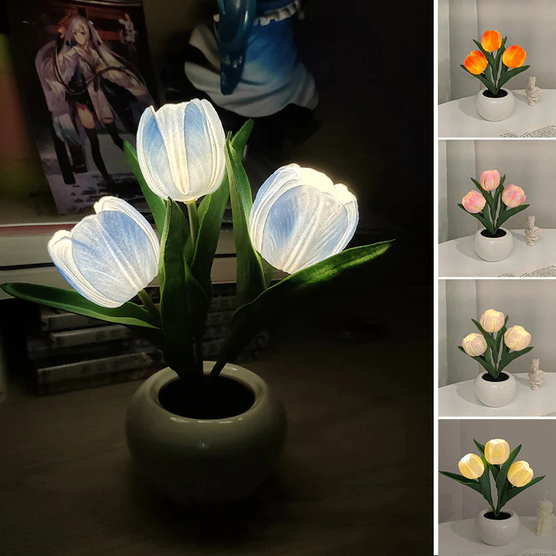 LED Tulpan Nattlampa Blomsterbordslampa🌷