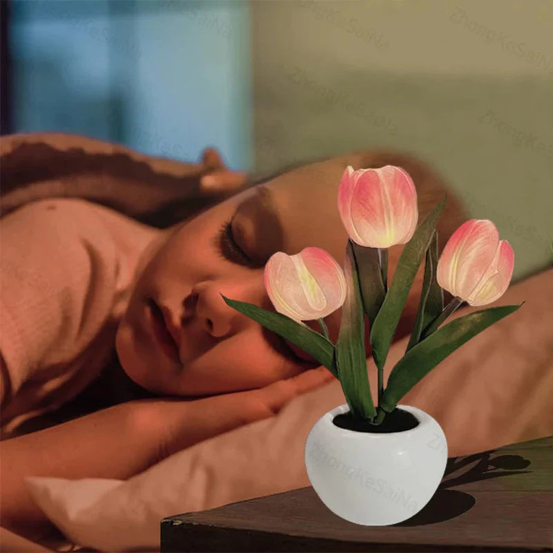 LED Tulpan Nattlampa Blomsterbordslampa🌷