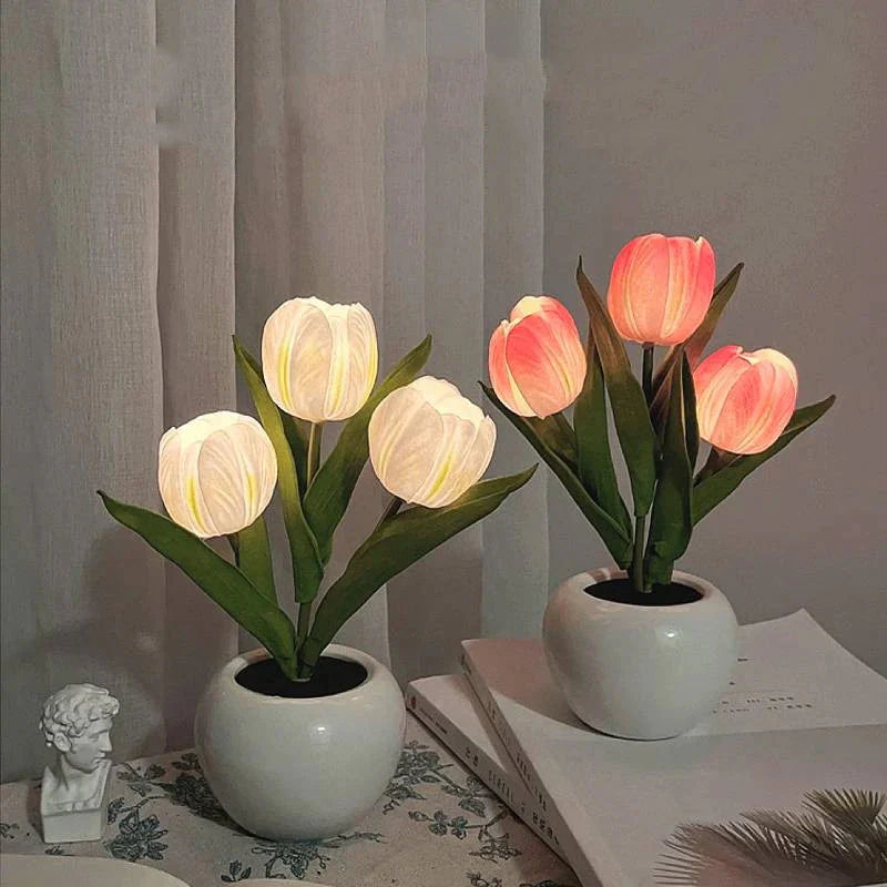 LED Tulpan Nattlampa Blomsterbordslampa🌷