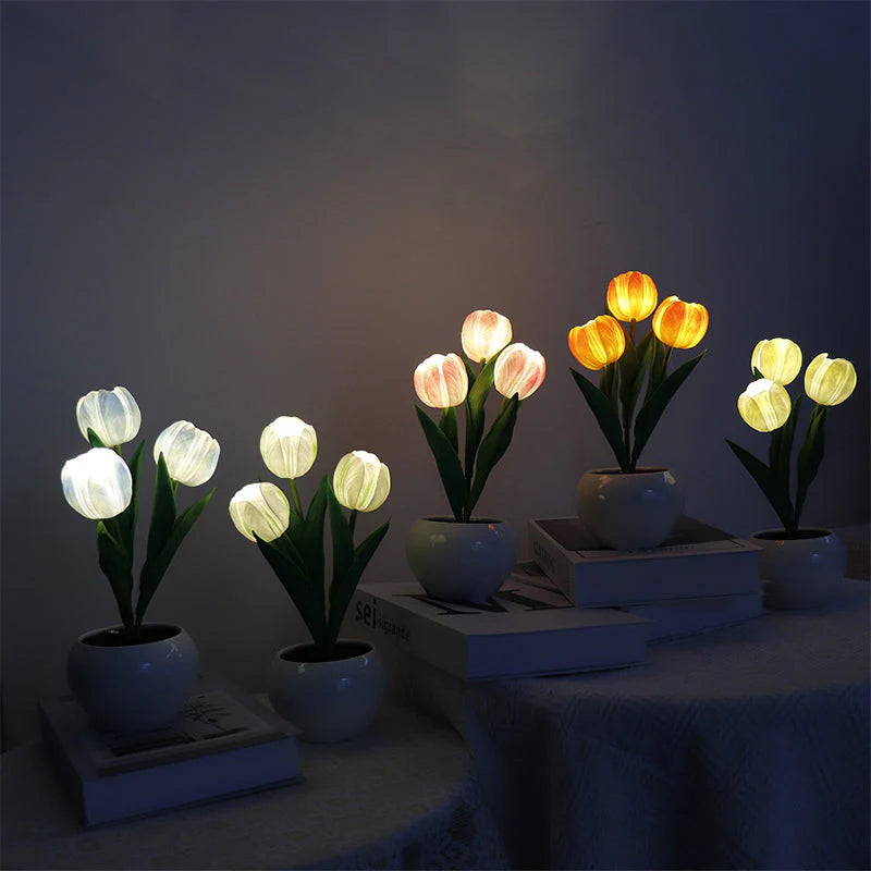 LED Tulpan Nattlampa Blomsterbordslampa🌷