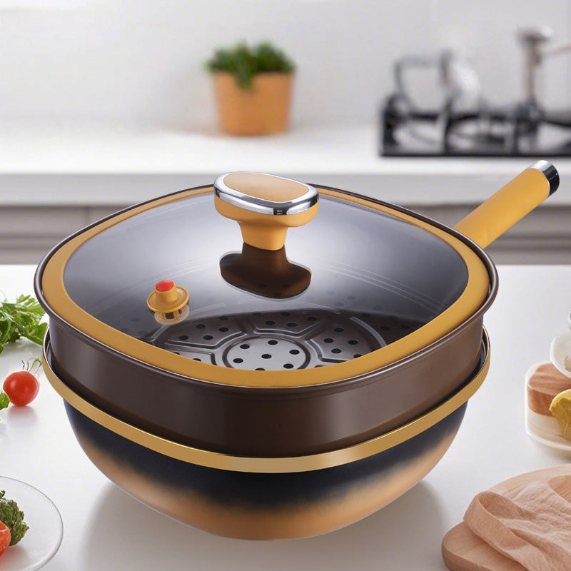 ⏳Limiterat erbjudande⏰ 30 cm (12 tum) non-stick-gryta i titan med lock
