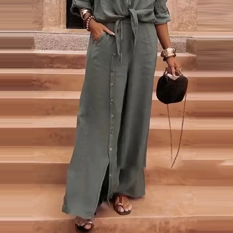 Elegant enfärgat 2-delat set för kvinno