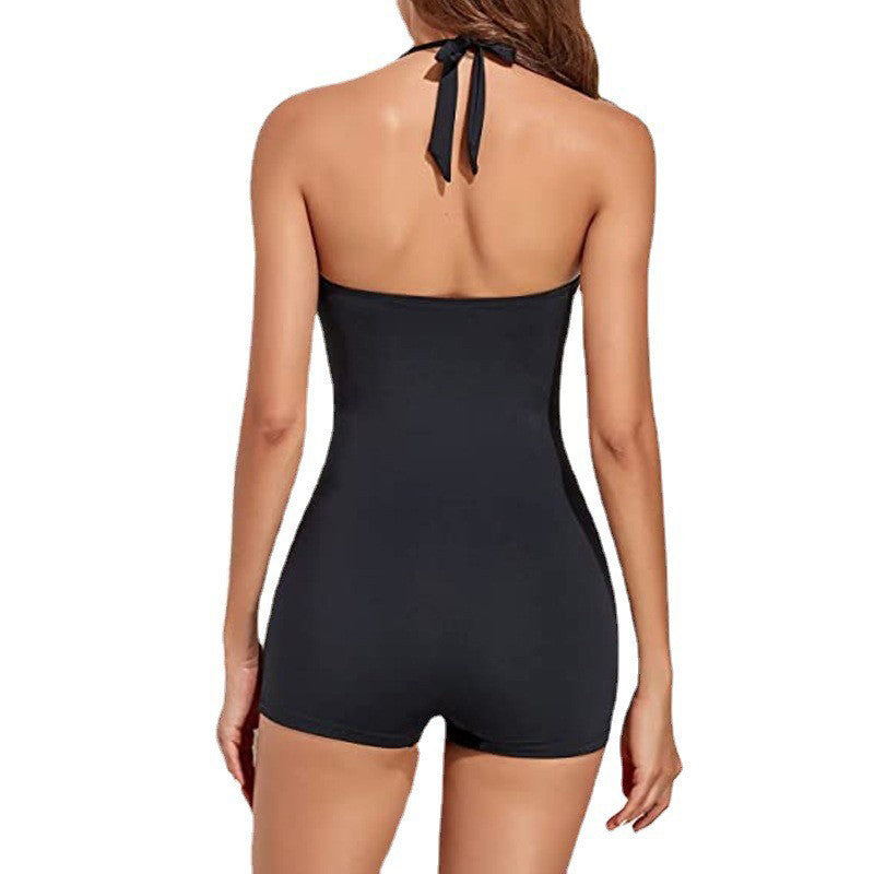 Dam sexig Halter One-Piece Boxer Baddräkt