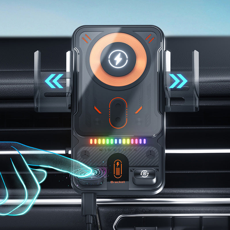 🔥HET REA 50 % RABATT🎁⚡Över 50 000 sålda! 📱Smart 2-i-1 roterande mobiltelefonhållare och trådlös laddare för bilen⚡