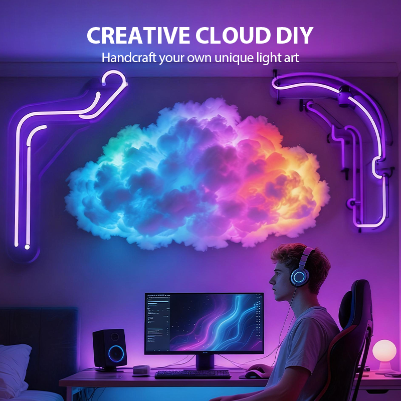 ⏳Begränsat erbjudande⏰DIY-belysning "Åskmoln" med LED och USB-strömförsörjning🌈☁️