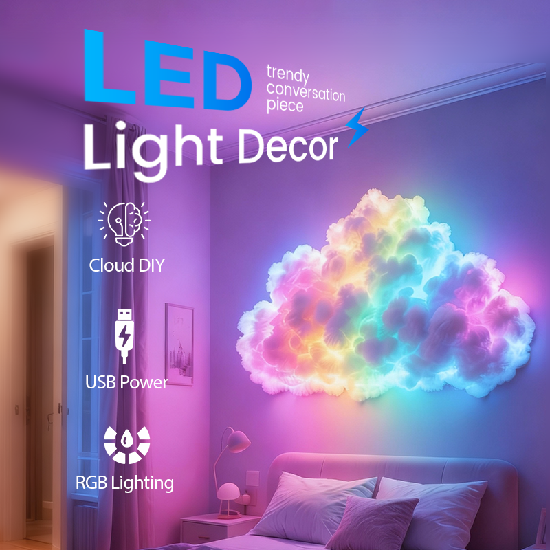 ⏳Begränsat erbjudande⏰DIY-belysning "Åskmoln" med LED och USB-strömförsörjning🌈☁️