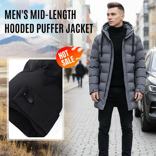 ⌛50 % rabatt på allt! ⏰ Quiltad jacka för herr med huva, medellång 🔥