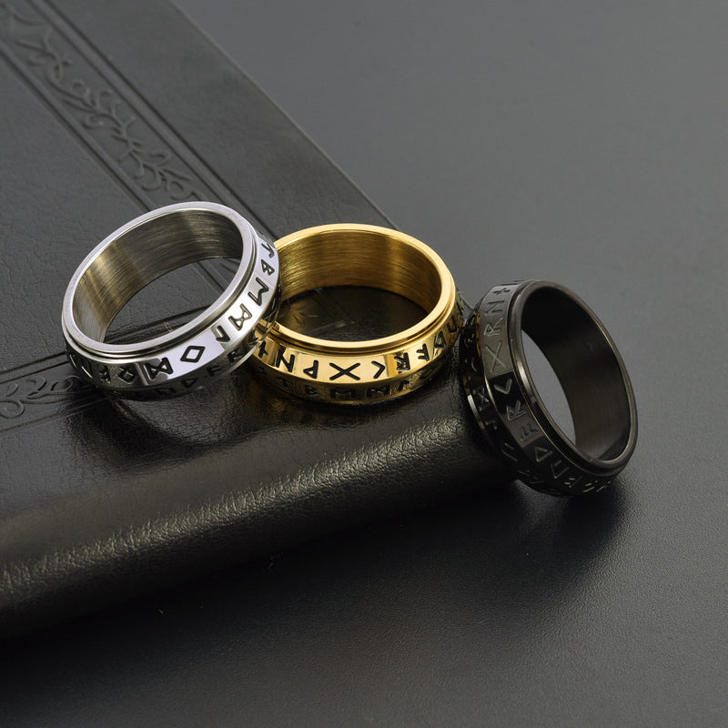 ✨🎅Julerbjudanden – Endast under en begränsad tid!⏰Titanium Steel Viking Rune Rotating Ring