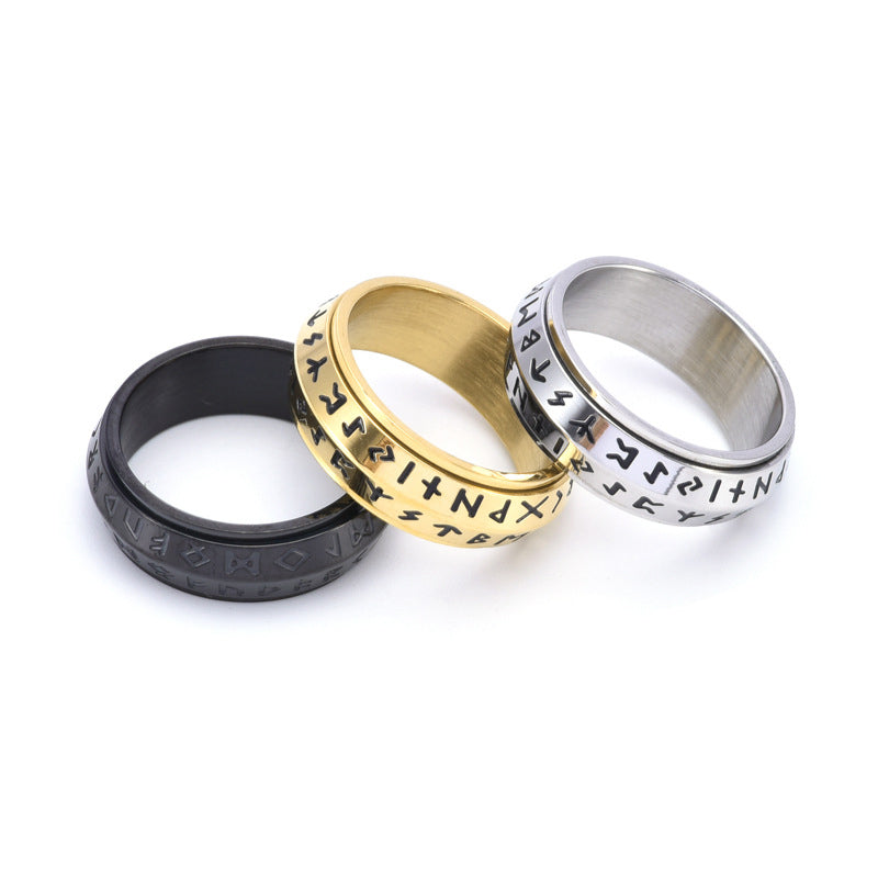 ✨🎅Julerbjudanden – Endast under en begränsad tid!⏰Titanium Steel Viking Rune Rotating Ring