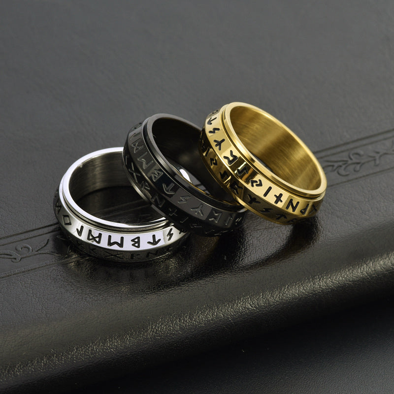 ✨🎅Julerbjudanden – Endast under en begränsad tid!⏰Titanium Steel Viking Rune Rotating Ring