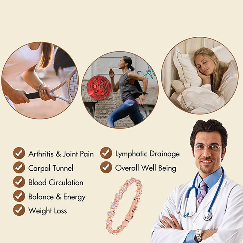 Dazzling hjärtformade magnetiska koppararmband för kvinnor