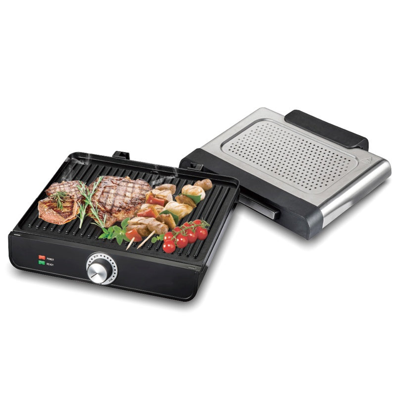 ⏳Begränsat erbjudande⏰Rökfri inomhusgrill 2200 W med nonstick-belagd platta🥩